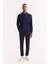 Erkek Lacivert Polo Yaka Pamuklu Basic Slim Fit Sweatshirt B001080 14