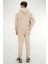 Erkek Bej Eşofman Takımı Rahat Kesim 3 Iplik Şardonlu Kapüşonlu Ipli Ribana Bel 7