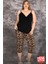 Lady Büyük Beden Leopar Desenli Askılı Yaka Kapri Pijama Takımı 2