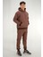 Erkek Kahverengi Eşofman Takımı Rahat Kesim 3 Iplik Şardonlu Kapüşonlu Ipli Ribana Bel 5