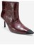 Rassel Bordo Baskı Mat Burunlu Kadın Ince Topuklu Bot 3
