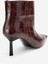 Rassel Bordo Baskı Mat Burunlu Kadın Ince Topuklu Bot 5