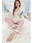 Toz Pembe Fırfır Detaylı Yeni Sezon Şık Pijama Takımı 1