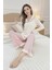 Toz Pembe Fırfır Detaylı Yeni Sezon Şık Pijama Takımı 3