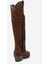 Rios Kahverengi Hakiki Deri Süet Püsküllü Kadın Kalın Topuklu Çizme 5