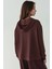 Kadın Modal Touch Fermuarlı Kapşonlu Sweatshirt Kestane Kahvesi 2