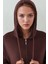 Kadın Modal Touch Fermuarlı Kapşonlu Sweatshirt Kestane Kahvesi 5