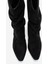 Okus Siyah Süet Kadın Tokalı Kalın Topuklu Kısa Çizme 2