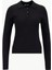 Polo Yaka Basic Düz Siyah Kazak Kadın M5WL-KZK1078 1