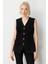 Kadın Kapak Cepli V Yaka Yelek 5037 Siyah 1