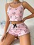 Pembe Fiyonklu Askılı Şortlu Kadın Pijama Takımı, Yumuşak Kumaş, Şık Detaylar,yazlık Kadın Pijama 1