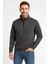 Erkek Dik Yaka Sweatshirt Dik Yaka Yarım Fermuarlı 3 Iplik Şardonlu Pamuk Kumaş - Antrasit 3