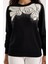 Kadın Siyah Elit Viskon Kumaş Taş Detaylı Bisiklet Yaka Triko Bluz 5