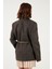 Çizgili Yün Karışımlı Oversize Fit Kruvaze Yaka Kemerli Ceket Bayan Ceket 6839634 6