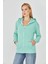Kadın Tam Fermuarlı Kapüşonlu Pamuklu Eşofman Üstü Mint 9508-M 1