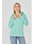 Kadın Tam Fermuarlı Kapüşonlu Pamuklu Eşofman Üstü Mint 9508-M 2