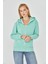 Kadın Tam Fermuarlı Kapüşonlu Pamuklu Eşofman Üstü Mint 9508-M 3