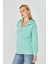 Kadın Tam Fermuarlı Kapüşonlu Pamuklu Eşofman Üstü Mint 9508-M 4