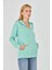 Kadın Tam Fermuarlı Kapüşonlu Pamuklu Eşofman Üstü Mint 9508-M 5