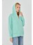 Kadın Tam Fermuarlı Kapüşonlu Pamuklu Eşofman Üstü Mint 9508-M 8