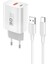 Xmpdby Konfulon C89Q 1 Adet 30W Type-C ve 1 Adet 22.5W USB Çıkışlı Ekstra DL49 1m USB To Type-C Kablolu Pd Şarj Cihazı - Beyaz 1