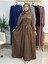 Şallı ve Üsten Robalı,kemerli Elbise Takım .hijap ,abaya (Hac ve Umre Için Uygundur) Kahve 1