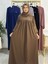 Şallı ve Üsten Robalı,kemerli Elbise Takım .hijap ,abaya (Hac ve Umre Için Uygundur) Kahve 2