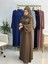 Şallı ve Üsten Robalı,kemerli Elbise Takım .hijap ,abaya (Hac ve Umre Için Uygundur) Kahve 3