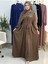 Şallı ve Üsten Robalı,kemerli Elbise Takım .hijap ,abaya (Hac ve Umre Için Uygundur) Kahve 5