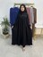 Ferace & Abaya Sufle Esarp ve Üsten Robalı Kemerli Elbise Takım .hac ve Umre Için Uygundur Siyah 2
