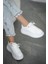 Kiev Kadın Kalın Tabanlı Deri Sneakers Beyaz 2