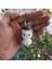 Beyaz Kedi Anahtarlık – Örgü Desenli Sert Figür | Amigurumi Tarzı Hediyelik Aksesuar 2