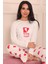 Kadın King Type Sloganlı Altı Kalp Desenli Bisiklet Yaka Uzun Kol Altı Uzun Viskon Pijama Takımı 2