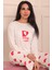Kadın King Type Sloganlı Altı Kalp Desenli Bisiklet Yaka Uzun Kol Altı Uzun Viskon Pijama Takımı 4