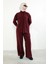 Arka Fermuar Detay Pantolonlu Takım-Bordo 3