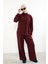 Arka Fermuar Detay Pantolonlu Takım-Bordo 4
