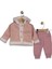 10060 Kız Bebek Dream Baskılı Süet Montlu 3'lü Takım 1