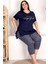 Lady Büyük Beden Kare Desenli Kapri Pijama Takımı 2