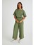 Keten Günlük Rahat Beli Lastikli Kadın İkili Takım Alt Üst 11