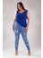 Büyük Beden Skinny Yırtık Denim Pantolon Mavi 6