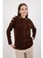 Kadın Acı Kahve Omuzları Kesik Detaylı Reglan Kollu Simli Triko Kazak 2