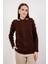 Kadın Acı Kahve Omuzları Kesik Detaylı Reglan Kollu Simli Triko Kazak 3
