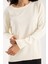 Kadın Ekru Elit Viskon Kumaş Taş ve Inci Detaylı Yuvalak Yaka Triko Bluz 3