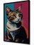 Pop Art Kedi Yağlı Boya Görünümlü Ahşap Dekoratif Tablo Dikdörtgen Tablo 5