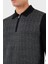 Desenli Yün ve Pamuk Karışımlı Slim Fit Yarım Fermuarlı Polo Yaka Kazak Erkek Kazak 57137 13126 099 6
