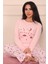 Kadın Dream Big Sloganlı ve Altı Desenli Bisiklet Yaka Uzun Kol Altı Uzun Penye Pijama Takımı 3