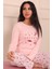 Kadın Dream Big Sloganlı ve Altı Desenli Bisiklet Yaka Uzun Kol Altı Uzun Penye Pijama Takımı 4