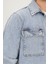 Erkek Buz Mavisi Yıkamalı Kot Ceket Rahat Kalıp Gömlek Yaka Kapaklı Çift Cep 6