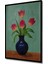 Koyu Lacivert Vazo Kırmızı Laleler Sulu Boya Görünümlü Ahşap Dekoratif Tablo Dikdörtgen Tablo 5