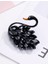 Mekik Taşlı Mineli Kuğu Broş Siyah-4.5 cm 4